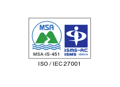 ISO/IEC 27001認証マーク（MSAおよびISMS-ACによる認証）